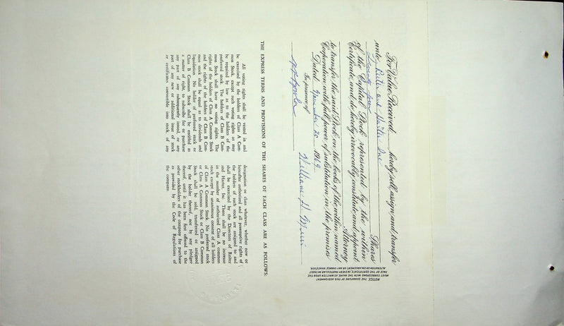 Reiter Dairy Company Stock Certificate Bond Scripophilly Akron Ohio 1967 No 327