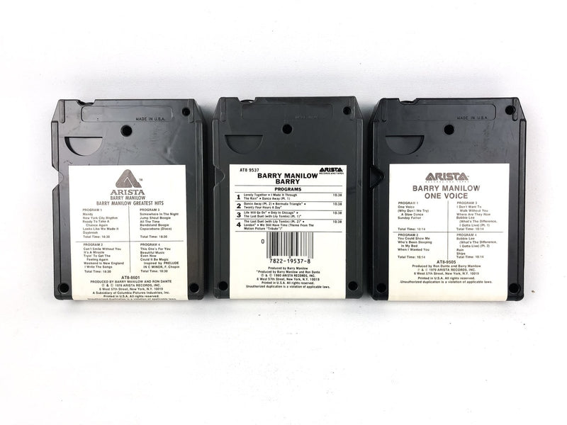 Barry Manilow 8 Track Tapes Lot Greatest Hits Barry One Voice Arista Records 3