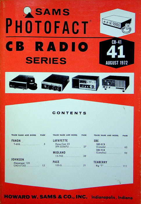 Sams Photofact CB Radio Series CB-41 August 1972 Fanon Pace Midland Teaberry SBE