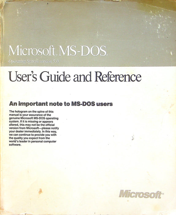 Microsoft MS-DOS 5.0 User Guide Reference Manual 1991