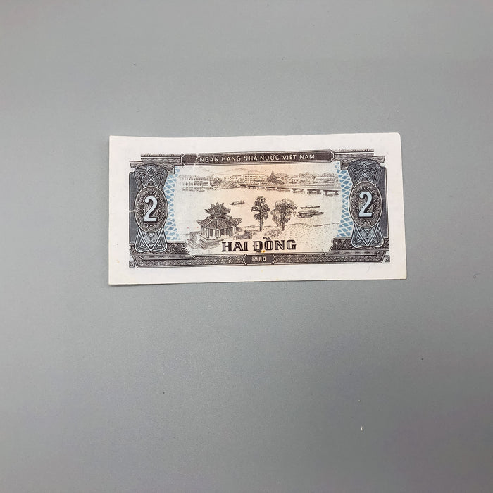 1980 Vietnam 2 Hai Dong Banknote Bank Note CB 627531