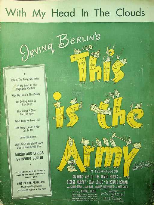 This Is The Army Sheet Music Irving Berlins With My Head In The Clouds 1942 WW2 1