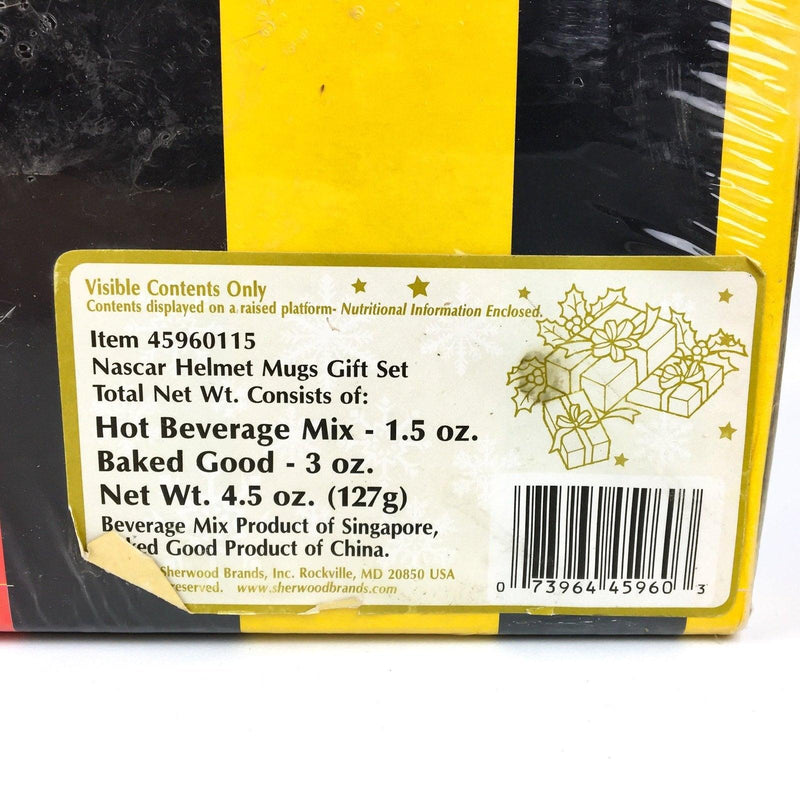 NASCAR Ceramic Helmet Mug Gift Set 4 Mugs, Cocoa & Cookies NEW SEALED 8