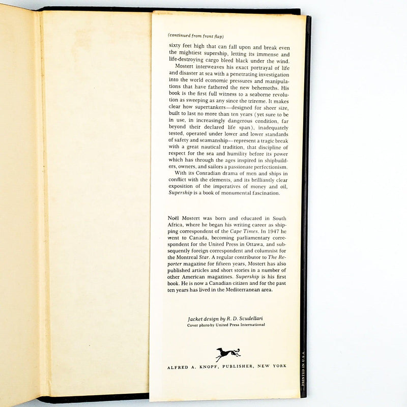 Supership Noel Mostert 1974 Alfred A. Knopf Life Aboard a Supertanker 5