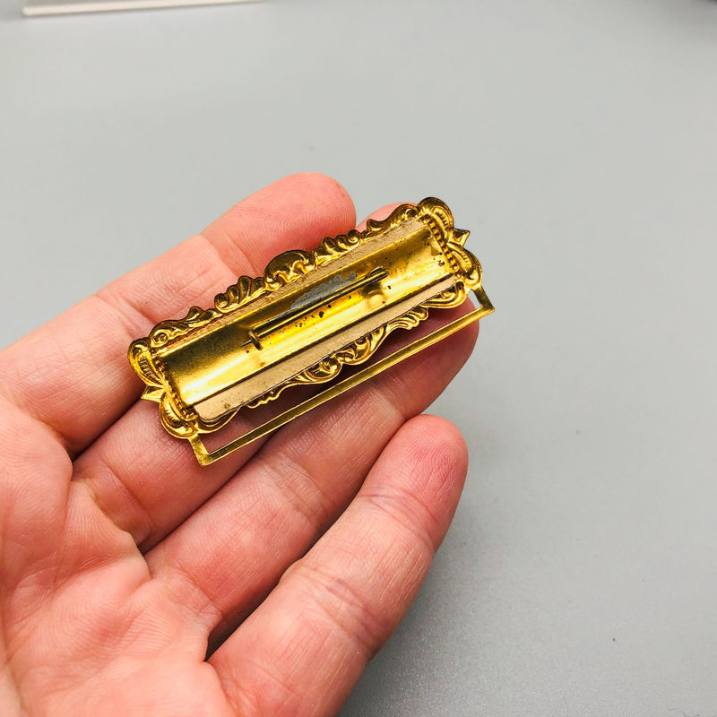 Ribbon Holder Pin Badge Vintage ID Name Tag Button Financial Secretary Brooch