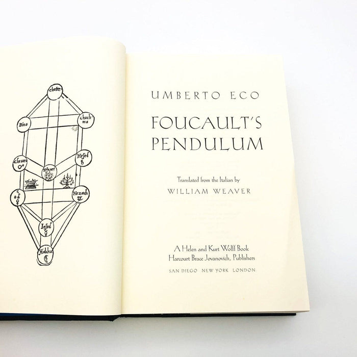 Foucault's Pendulum Hardcover Umberto Eco 1988 Knights Templar First Trade Ed 7