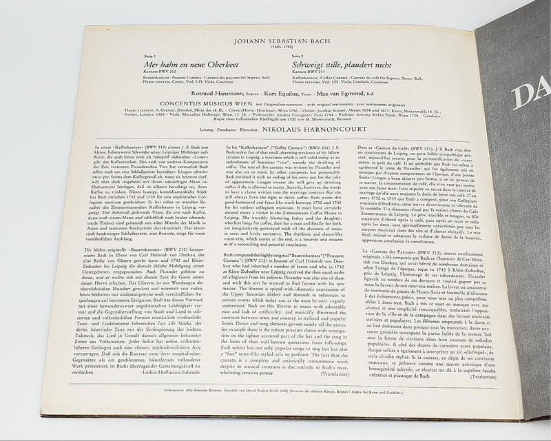 Johann Sebastian Bach Bauern-Kantate, Kaffee-Kantate LP Record Telefunken 4