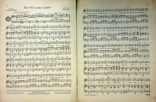 Vintage Sheet Music The Old Lamp Lighter Nat Simon Charles Tobias Sammy Kaye 2