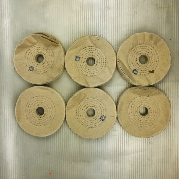 6" Buffing Polishing Wheel Buffer Pad 6pk 1" Arbor Cotton 50 Ply Spiral Sewn 4