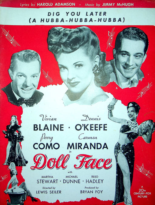 Vintage Sheet Music Dig You Later A Hubba Hubba Hubba Doll Face Musical 1945 1