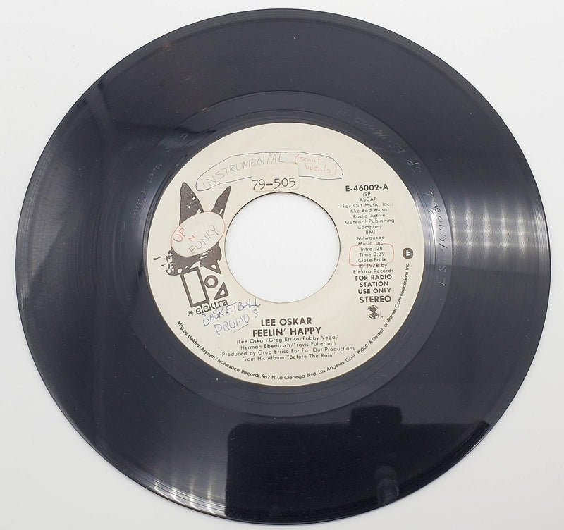 Lee Oskar Feelin' Happy 45 RPM Single Record Elektra Records 1978 E-46002 PROMO 2