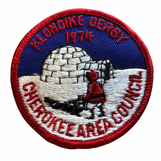 Boy Scouts BSA Klondike Derby Patch 1974 Cherokee Area Council Igloo Red Border 2