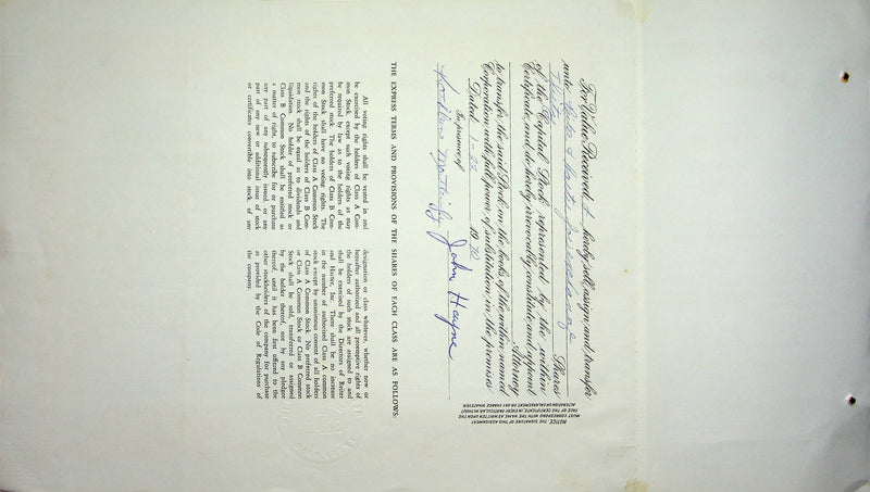 Reiter Dairy Company Stock Certificate Bond Scripophilly Akron Ohio 1968 No 329