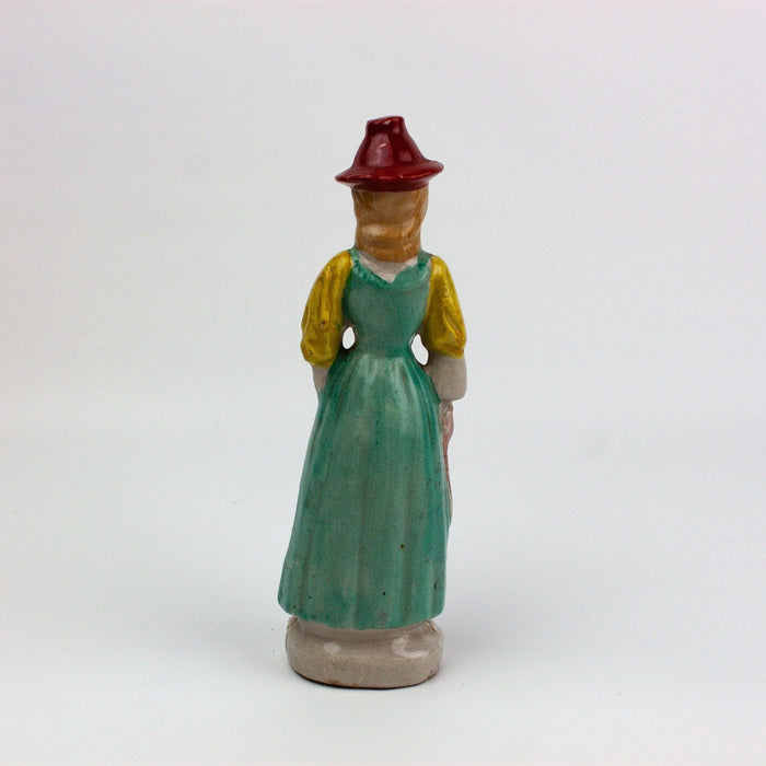 Occupied Japan Figurine Dutch Colonial Lady Woman w/ Red Hat 6.5 Inches 3