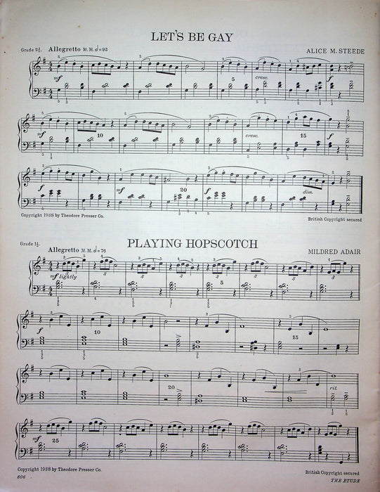 Dance of the Rosebuds Sheet Music Piano Song Frederick Keats 1938 Etude Magazine 2