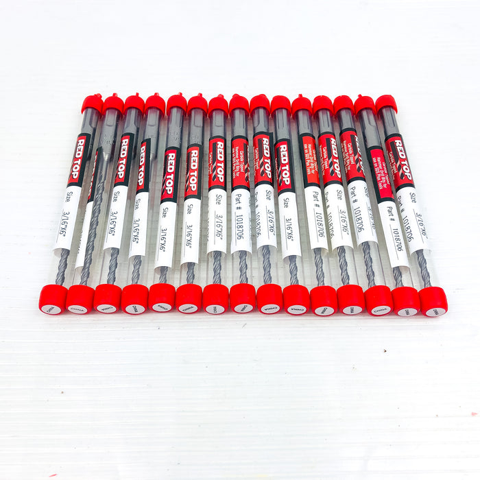 15pk Hammer Drill Bits 3/16 x 6" SDS Plus 3.5" LOC Carbide Tip Concrete Masonry