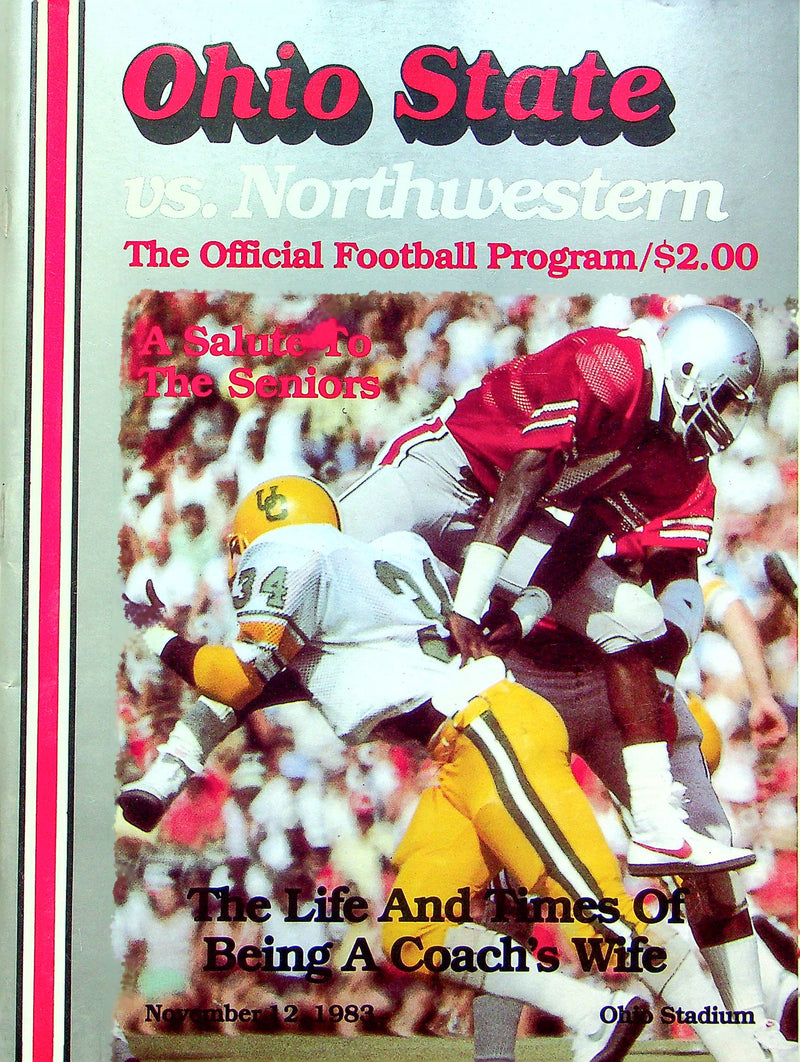 Ohio State Buckeye Football Program November 12 1983 Vs. Northwestern Wildcats
