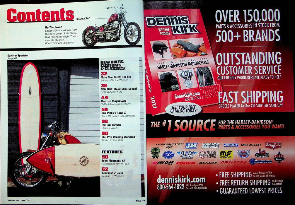 American Iron Motorcycle Magazine Feb # 346 2017 Big Bore Install Ness Magnacycl