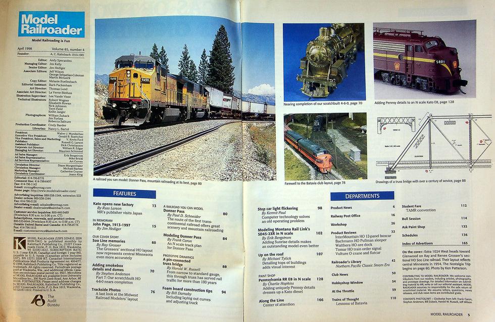 Model Railroader Magazine April 1998 Vol 65 No 4 Soo Line Memories, HO Scale