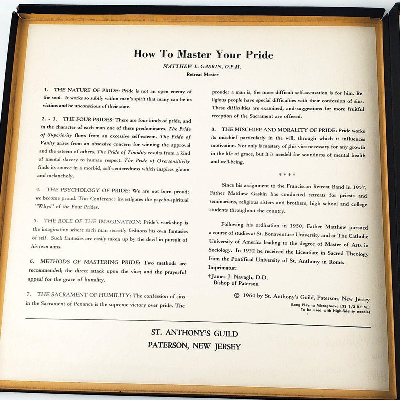 Rev. Matthew L Gaskin How To Master Your Pride Record Set Anthony's Guild 1964 3