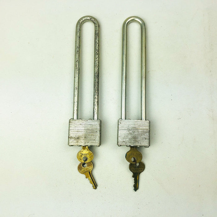 2ct Vintage No 1 Master Lock Padlock 6-1/8" Extra Long Shackle Keyed Different 12