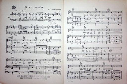 Sheet Music Down Yonder Freddy Martin Wolfe Gilbert 1948 Vocal Piano Song 2