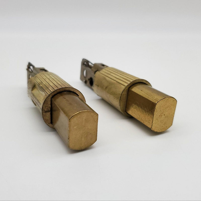 2x Falcon Deadbolt Latches 2-3/8" BS 1" Throw Drive-In Brass For D Series NOS