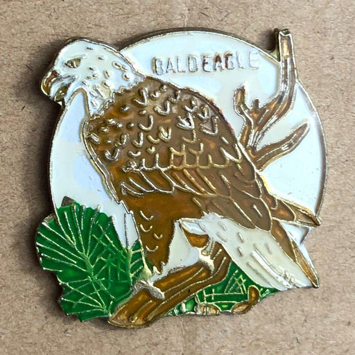 Bald Eagle Lapel Pin Sitting on Branch Large Enamel Acrylic Alaska State 2