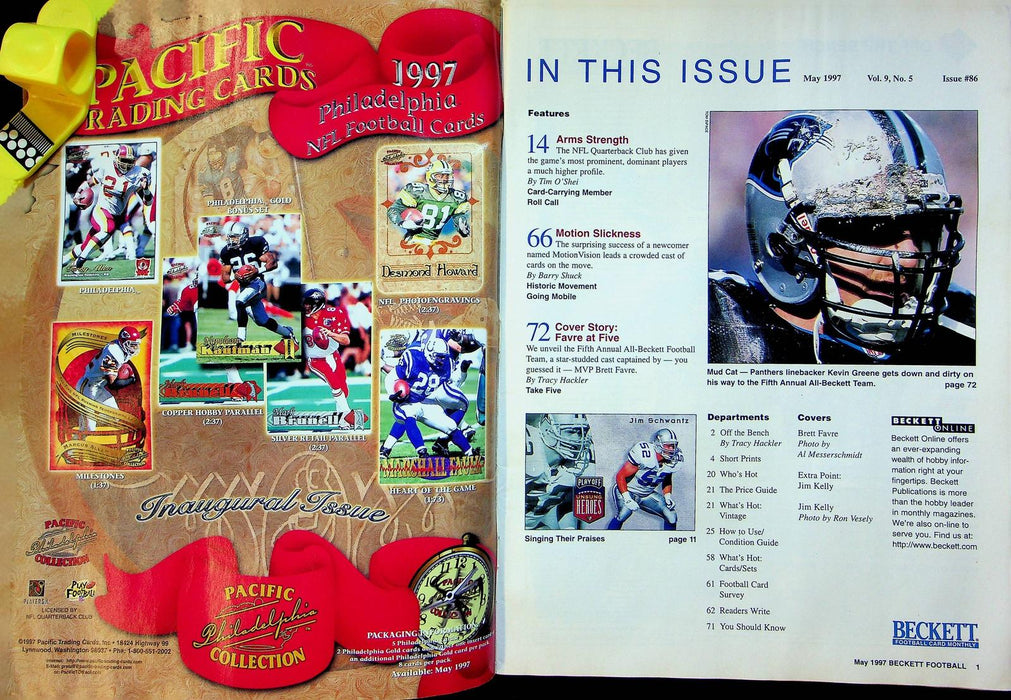 Beckett Football Magazine May 1997 # 86 Brett Favre Green Bay Packer Jim Kelly 1 2