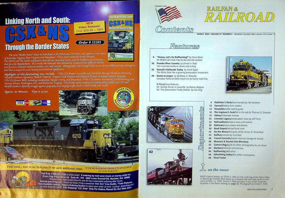 Railfan & Railroad Magazine March 2002 Vol 21 No 3 Powder River Basin