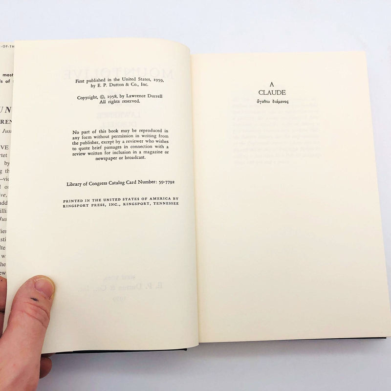 Lawrence Durrell Book Mountolive Hardcover 1959 BCE Zionism Egypt Diplomat 9