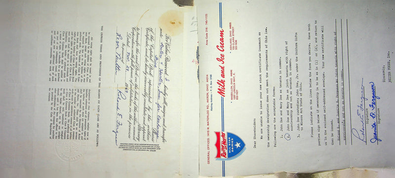 Reiter Dairy Company Stock Certificate Bond Scripophilly Akron Ohio 1966 No 280