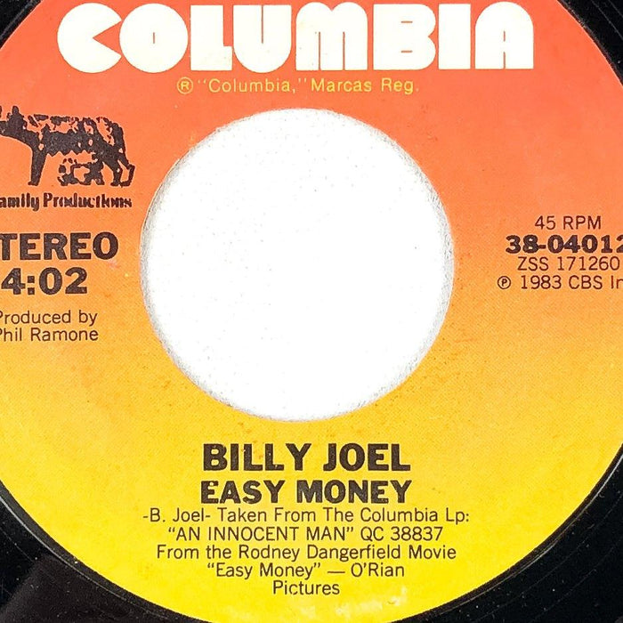 Billy Joel 45 RPM Record Easy Money / Tell Her About It CBS 1983 Single 1