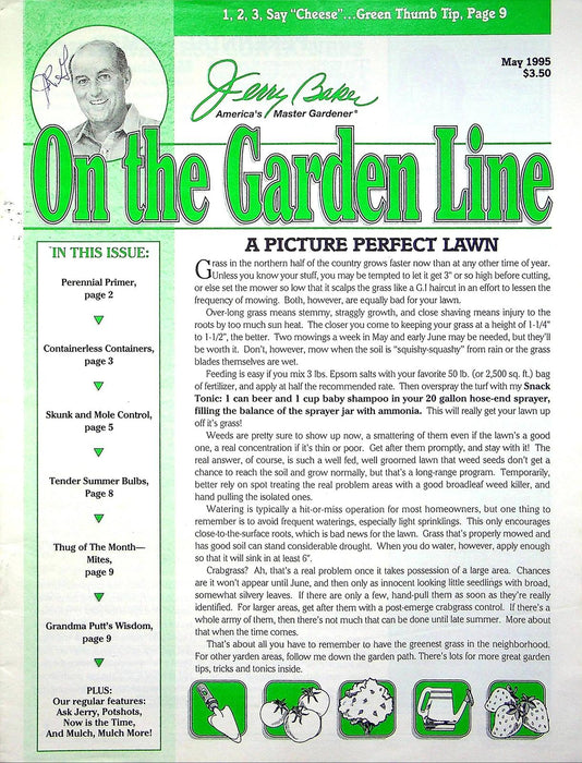 On The Garden Line Magazine May 1995 Skunk & Mole Control, Summer Bulbs