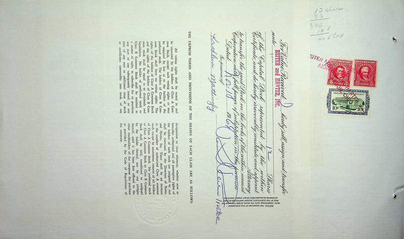 Reiter Dairy Company Stock Certificate Bond Scripophilly Akron Ohio 1966 No 298