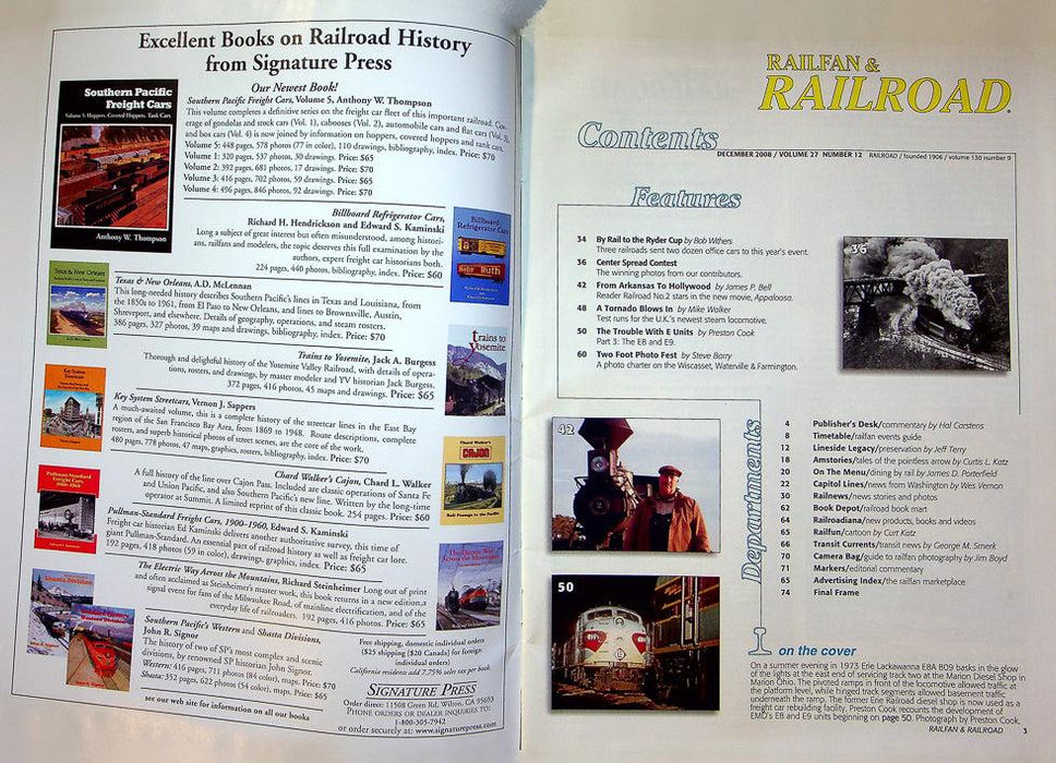 Railfan & Railraod Magazine December 2008 Vol 27 No 12 Steam In Appaloosa