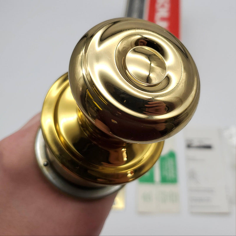 Schlage Door Knob Bright Brass 605 Passage Knob GEO A10S 2-3/8 BS NO LATCH
