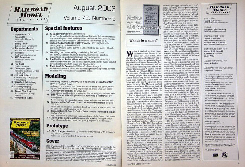 Railroad Model Craftsman Magazine August 2003 Vol 72 No 3 Modeling SD90MAC's