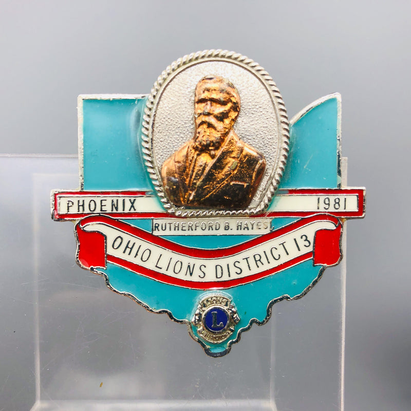 Vintage Lions Club Lapel Pin Presidential Series B Rutherford B Hayes Ohio 13