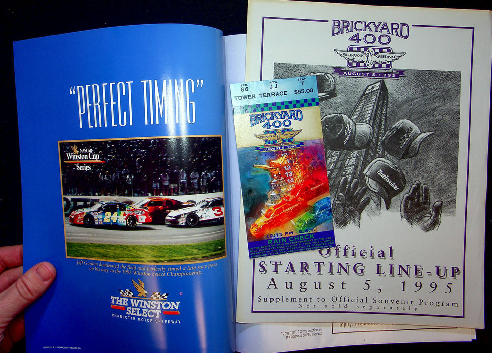 Brickyard 400 Official Program August 5 1995 Indianapolis Indy Car W Ticket Stub