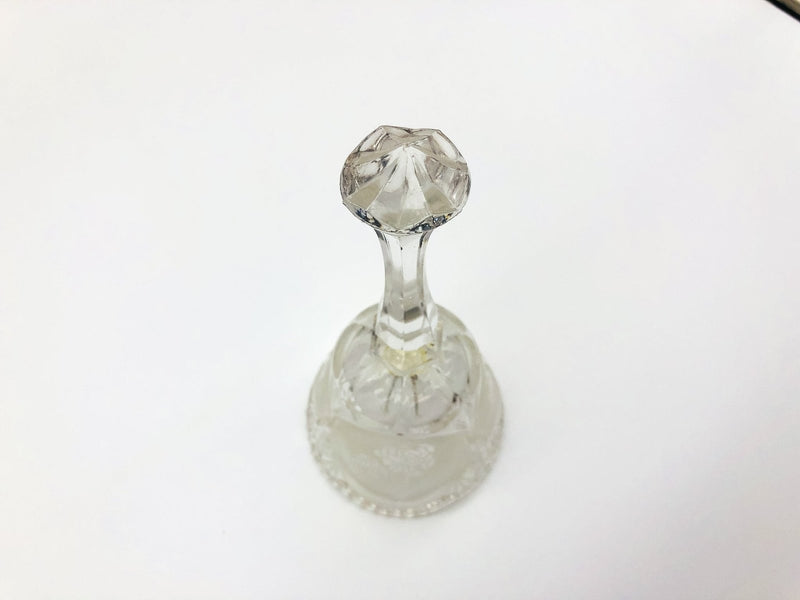 Vintage Lead Crystal Bell 8" Etched 3 Rose Flower Frosted Panels Dinner Table 7