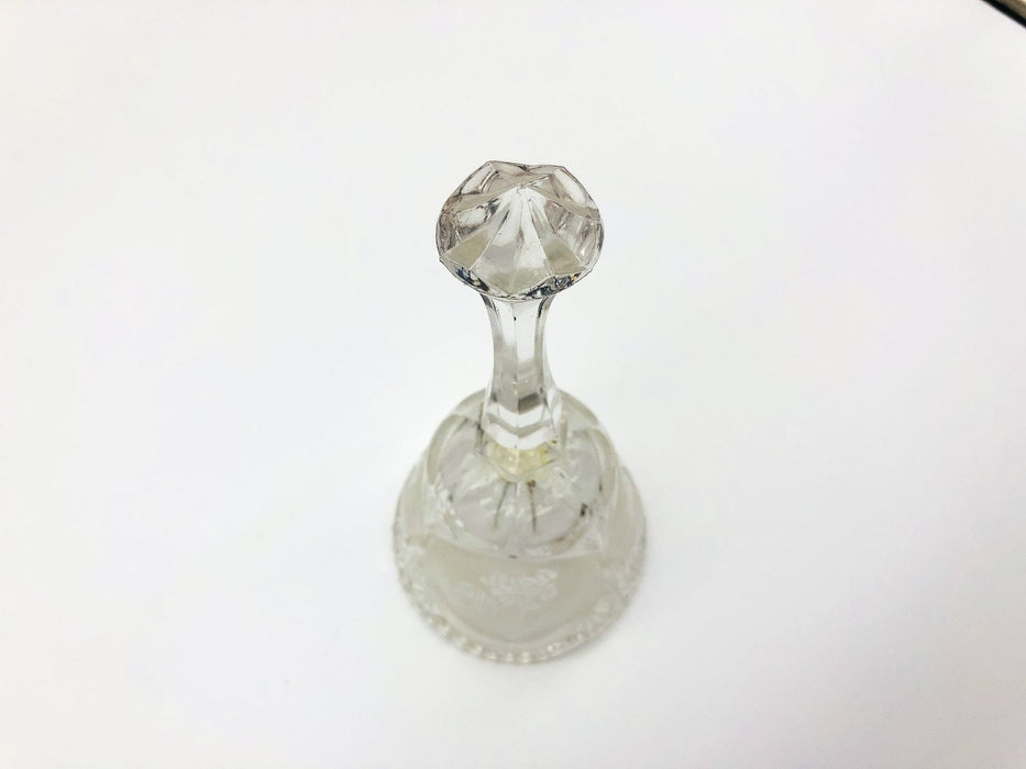 Vintage Lead Crystal Bell 8" Etched 3 Rose Flower Frosted Panels Dinner Table 7