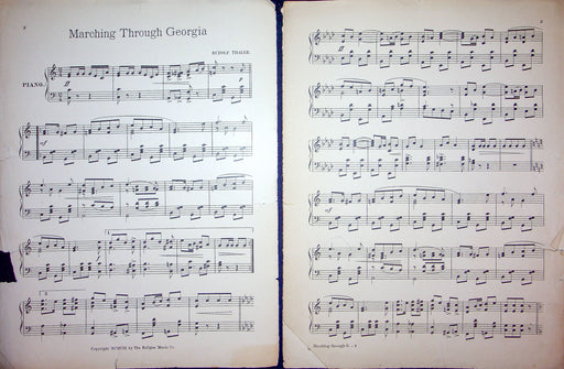 Sheet Music Marching Through Georgia Rudolf Thaler 1908 March Two-Step Piano 2