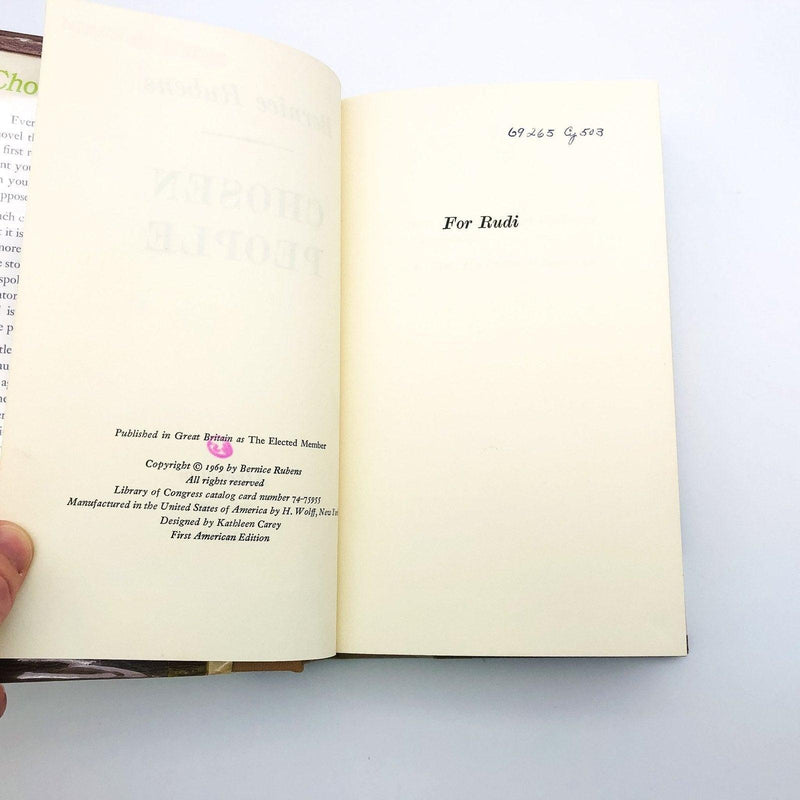 Chosen People Hardcover Bernice Rubens 1969 Family Mental Illness Ex Lib 1st Ed 8