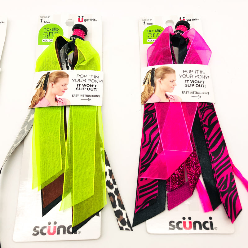 5-Pack Scunci Pop It In Your Pony Ponytail Ribbons No Slip Grip Colorful 53551P