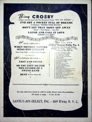 Sheet Music I've Got A Pocketful Of Dreams Bing Crosby 1938 Sing You Sinners 2