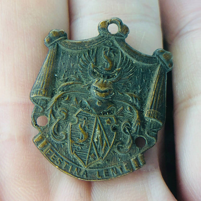 Antique Festina Lente Pendant Award Charm Fraternal Brotherhood Dolphin Anchor