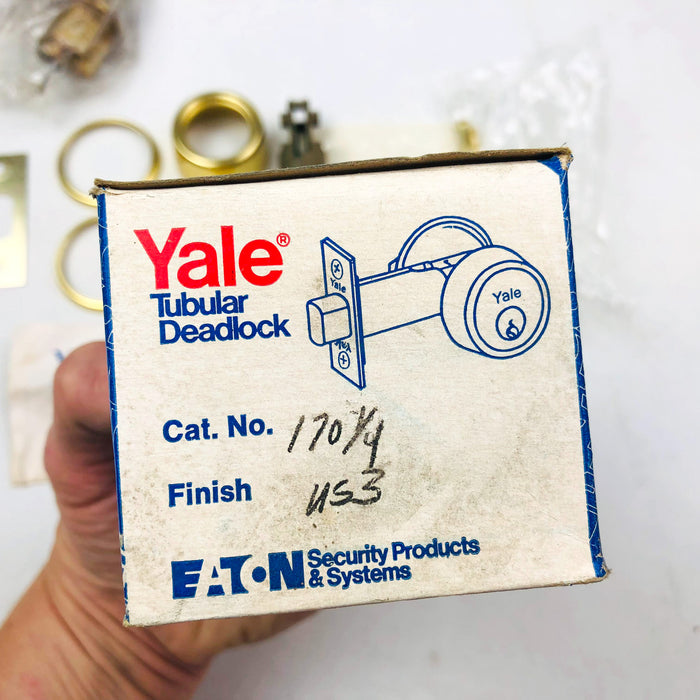 Yale Tubular Deadlock 6 Pin Cylinder Locks 170 1/4 US03 Bright Brass New NOS