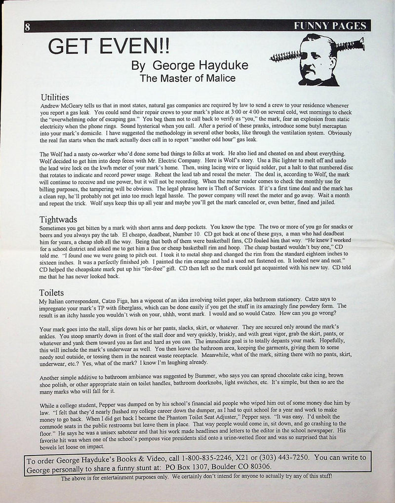 Funny Pages Zine 1994 # 58 Dayton Ohio Humor Zine 2