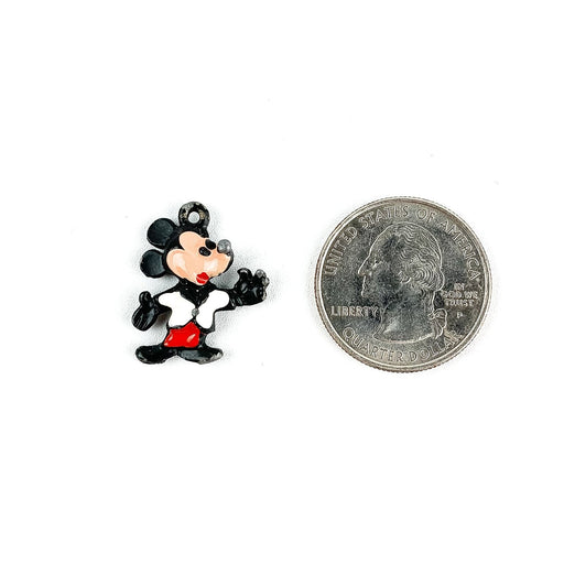 Vintage Painted Lead Mickey Mouse Charm Pendent for Necklace Bracelet - 1" 2